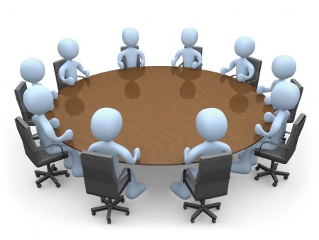 3d people in a round table having a meeting.
