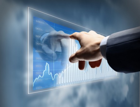 Working man drawing color graphics devoted to business